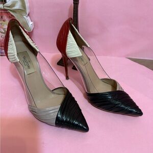 Valentino Garavani Black, Red, and Cream Heels